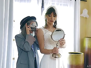 Shemale Bride's Wedding Day Fuck Fest with Young Female Photographer